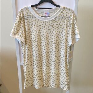 White and Gold Star Patterned Women's Top